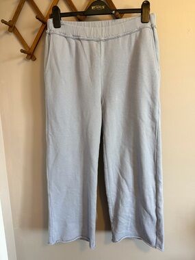 Eileen Fisher Organic Cotton French Terry Wide Leg Crop periwinkle Blue S